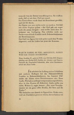 Warum Garbe so viel arbeitete, haben wir gar nicht begriffen