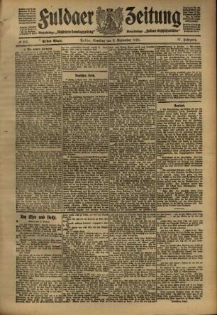 Erste Ausgabe vom Samstag, den 03. September 1910.