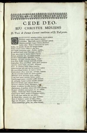 Cede deo, su Christus Moriens.