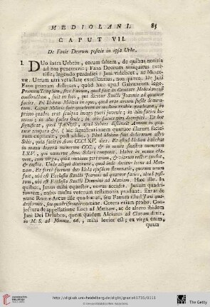 Caput VII: De Fanis Deorum positis in ipsa Urbe