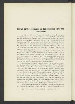 Einfluß der Kaliendlaugen auf Salzgehalt und Härte des Flußwassers