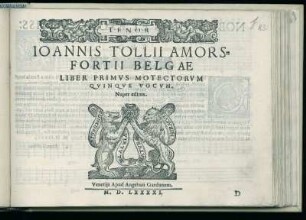Jan Tollius: Liber primus motectorum quinque vocum ... Tenor