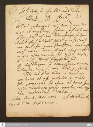 Brief von August Hermann Francke an Heinrich Julius Elers.