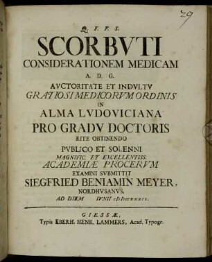 Scorbuti Considerationem Medicam