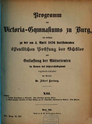 Programm des Viktoria-Gymnasiums zu Burg. 1875/76 (1876)