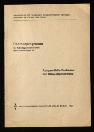 Ausgewählte Probleme der Umweltgestaltung