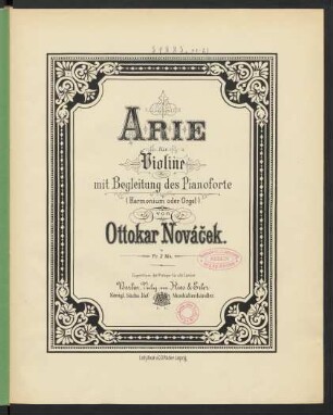 Arie für Violine mit Begleitung des Pianoforte (Harmonium oder Orgel)