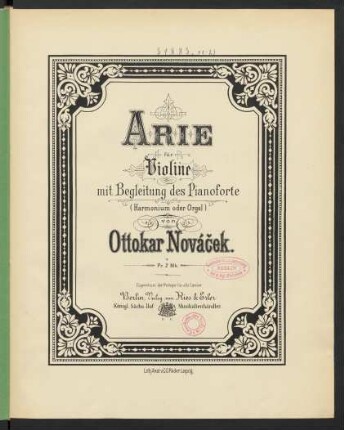 Arie für Violine mit Begleitung des Pianoforte (Harmonium oder Orgel)