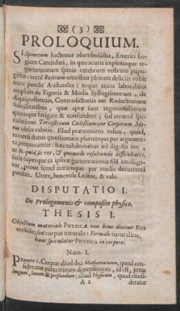 Disputatio I. De Prologemenis & composito physico
