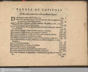 Tavola de' capitoli