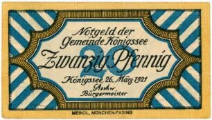 Geldschein / Notgeld, 20 Pfennig, 26.3.1921
