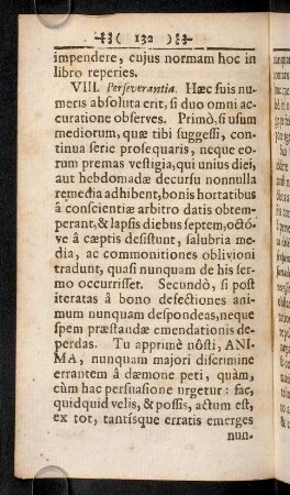 132-134, VIII. Perseverantia. Haec suis numeris absoluta erit ...