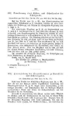 Erweiterung eines Küster- und Schulhauses für Schulzwecke : [IV. Elementarschulwesen]