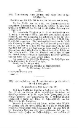 Erweiterung eines Küster- und Schulhauses für Schulzwecke : [IV. Elementarschulwesen]