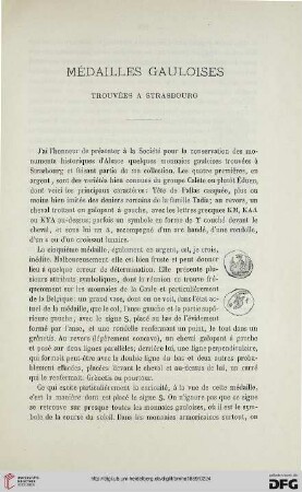 2.Ser. 7.1869: Médailles gauloises trouvées a Strasbourg