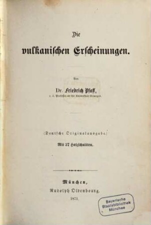 Die vulkanischen Erscheinungen