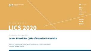 Lower Bounds for QBFs of Bounded Treewidth: Q/A Session D - Paper D5.B