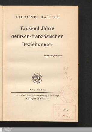 Tausend Jahre deutsch-französischer Beziehungen