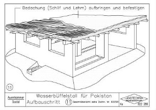 Wasserbüffelstall für Pakistan Aufbauschritt (11. Gesamtübersicht siehe Zeichn. Nr 922321)