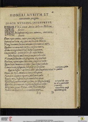 Homeri Mvrivm et ranarum pugna