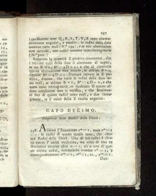 Capo Decimo. Proprietà delle Radici della Uniteà.