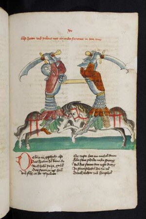 Zweikampf zwischen Hector und Peleus (Schwerterturnier)