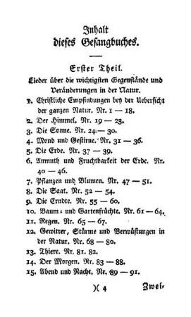 Inhalt dieses Gesangbuches.