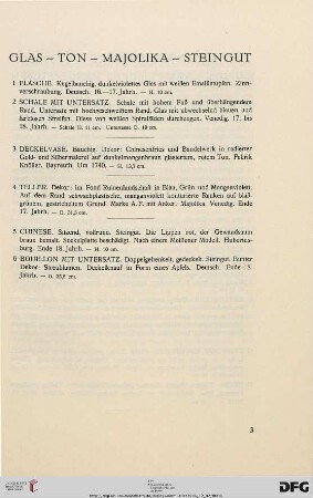 Glas, Ton, Majoliken, Steingut (Nr. 1-6)