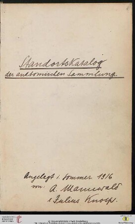 Sammlungsbuch der Anatomischen Sammlung Heidelberg