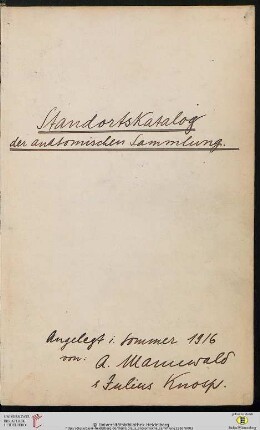 Sammlungsbuch der Anatomischen Sammlung Heidelberg