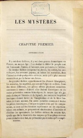 Histoire du théâtre en France, 1,1