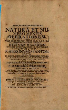 De natura et numero mentis operationum