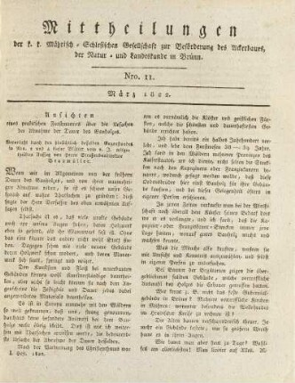 11.1822: Mittheilungen. Nro. 11. März 1822.