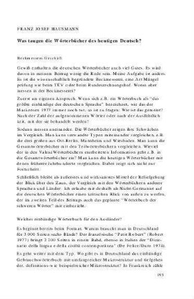 Was taugen die Wörterbücher des heutigen Deutsch?