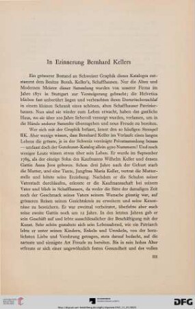 Vorwort: In Erinnerung Bernhard Kellers