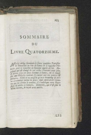 Sommaire du livre quatorzieme.