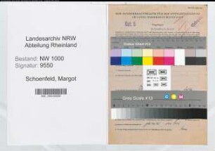 Entnazifizierung Margot Schoenfeld, geb. 29.06.1898 (Angest.)