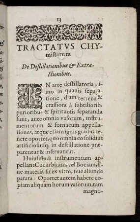 [Libri Primi Pars prima] Tractatus Chymistarum