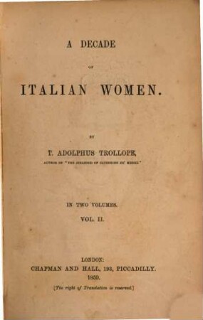 A decade of Italian women : in two volumes, 2