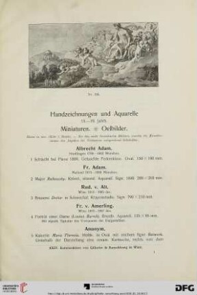 Handzeichnungen und Aquarelle 15. -19. Jahrhunderts. Miniaturen, Ölbilder (Nr. 1-368)