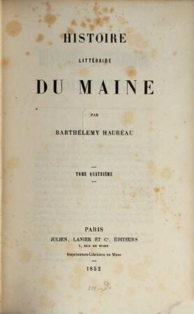 Histoire littéraire du Maine, 4