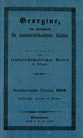 Neunundzwanzigster Jahrgang, 1852. Sechstes Heft. November und Dezember.
