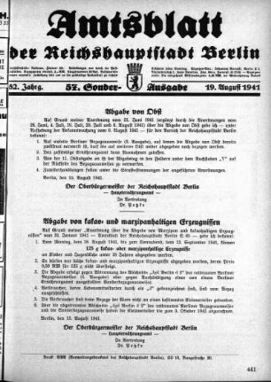 57. Sonderausgabe, 19. August 1941