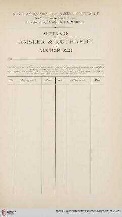 Aufträge für Amsler & Ruthardt zur Auction XLII