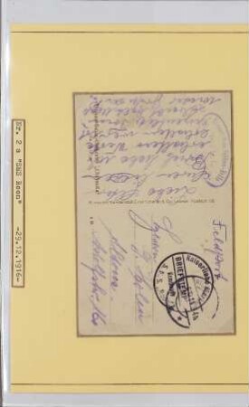 Feldpost, Schiffsname/Landeinheit: Roon; Frankatur, Mi.-Nr.: [Keine]; Poststempel: KDMSP Nr. [610 14 3 4 N]; Nebenstempel: Briefstempel Kaiserliche Marine Kommando S.M.S. "Roon"