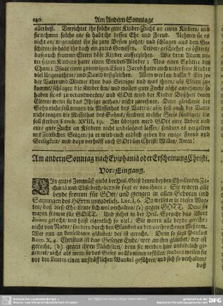 Am andern Sonntag nach Epiphaniä oder Erscheinung Christi
