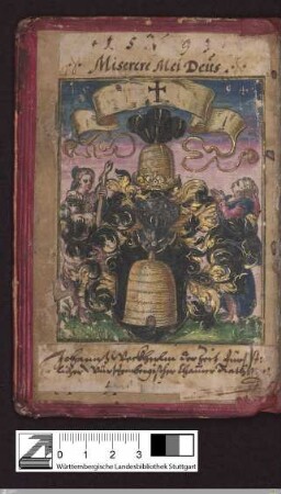 Johannes Weckherlin, Eintrag und Wappen (eingeklebt)