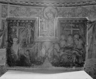 Retabel mit Reliefs der Kreuzabnahme und der Gregorsmesse?