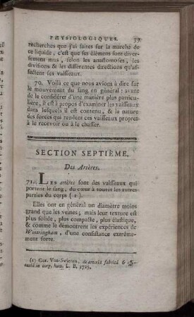 Section Septième. Des Artères