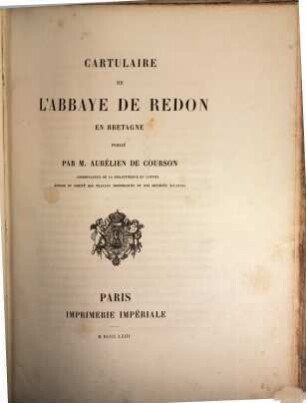 Cartulaire de l'abbaye de Redon en Bretagne